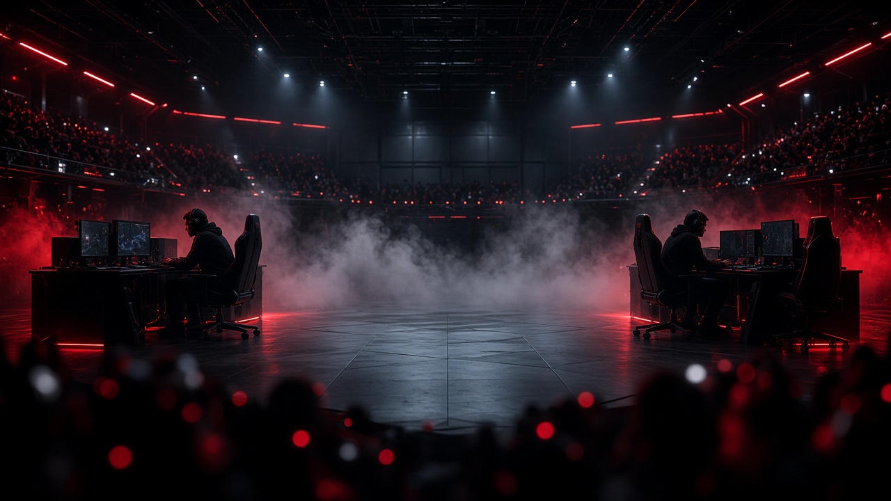 Dark red lit arena for a Call of Duty final